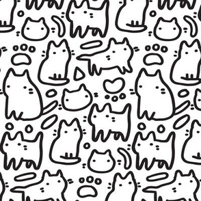 Doodle cute kitty cats funny pattern