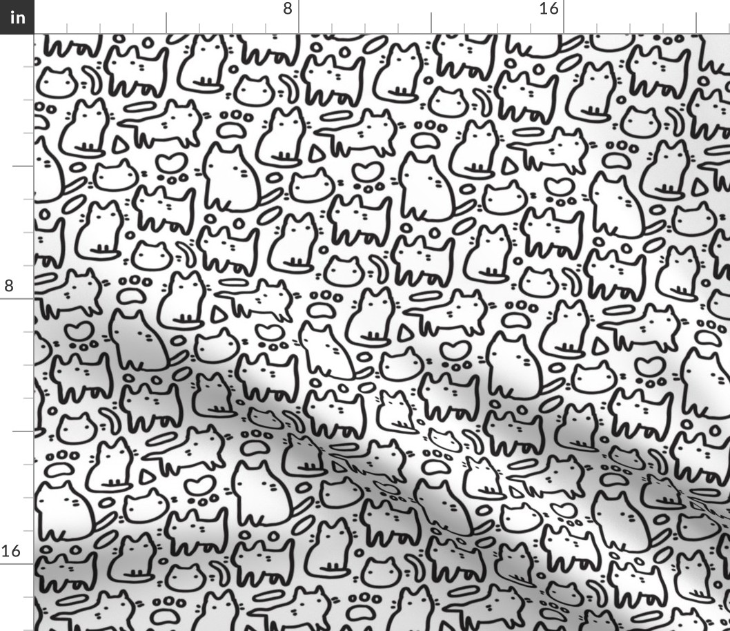 Doodle cute kitty cats funny pattern