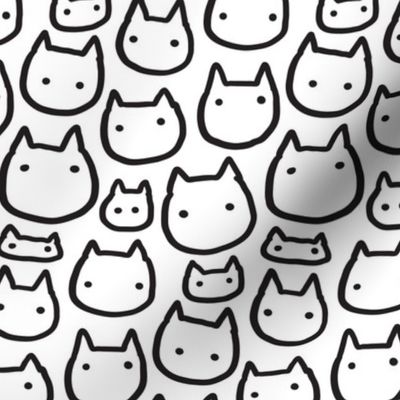 Doodle kitty cats heads pattern