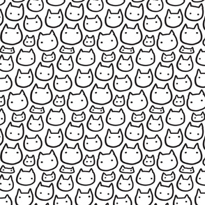 Doodle kitty cats heads pattern