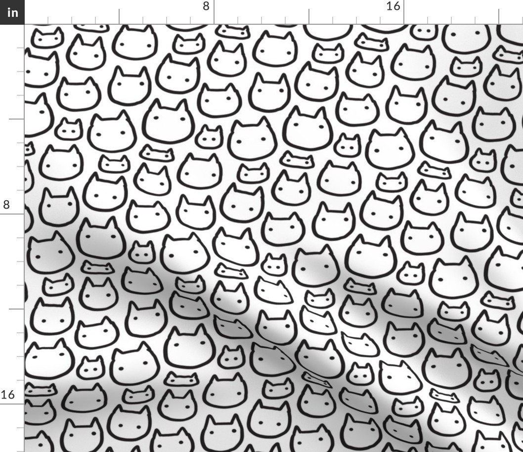 Doodle kitty cats heads pattern