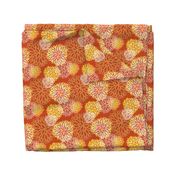 Red and Rainbow Autumn flowers pattern