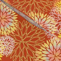 Red and Rainbow Autumn flowers pattern