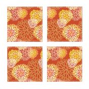 Red and Rainbow Autumn flowers pattern