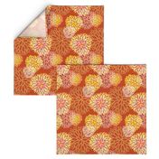 Red and Rainbow Autumn flowers pattern