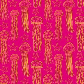 Jellyfish Doodle on Pink