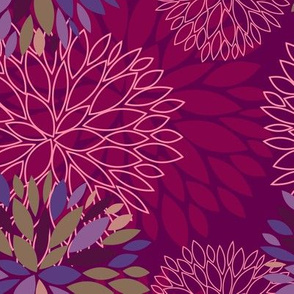 violet & purple autumn flowers pattern
