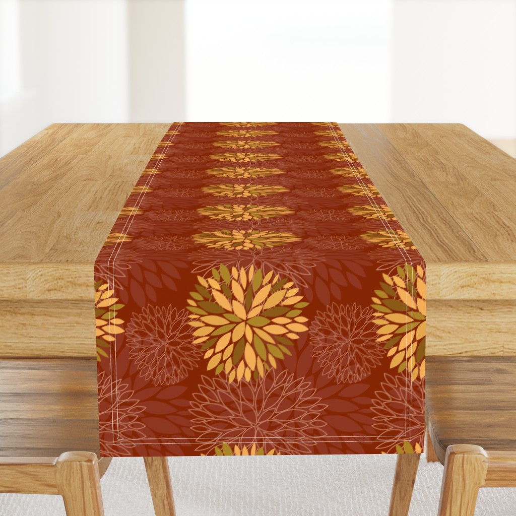 Red and Orange Autumn flowers pattern