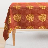 Red and Orange Autumn flowers pattern