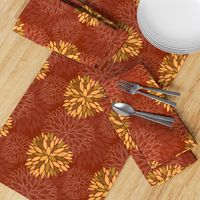 Red and Orange Autumn flowers pattern