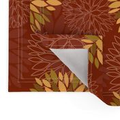 Red and Orange Autumn flowers pattern