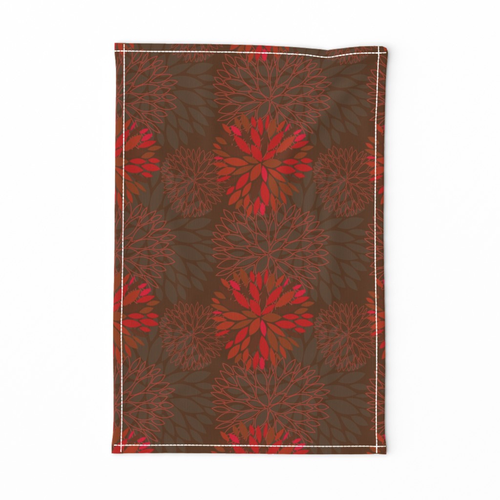 Red and Grey Autumn Flowers pattern