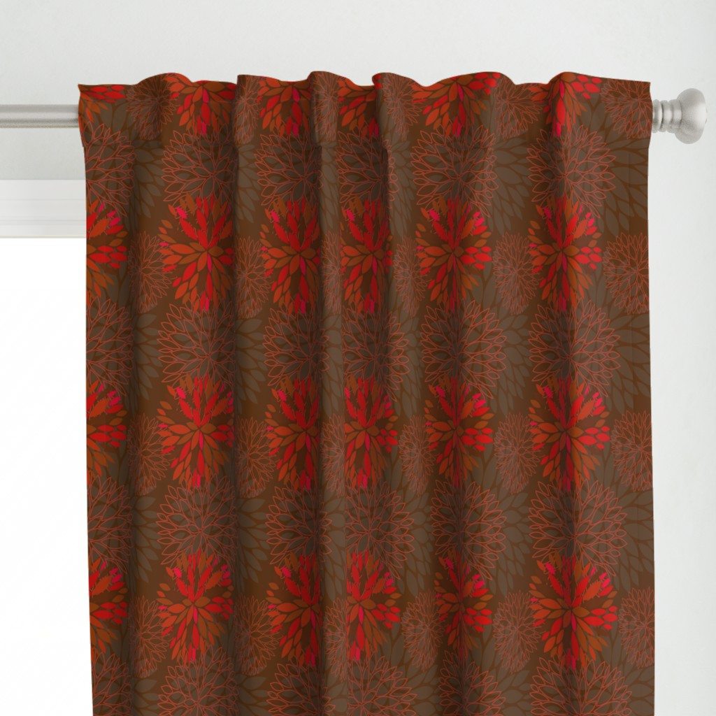 Red and Grey Autumn Flowers pattern