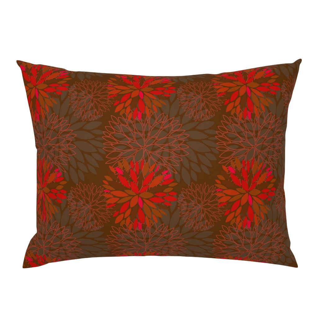 Red and Grey Autumn Flowers pattern