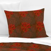 Red and Grey Autumn Flowers pattern