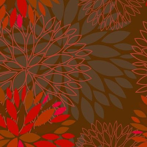 Red and Grey Autumn Flowers pattern