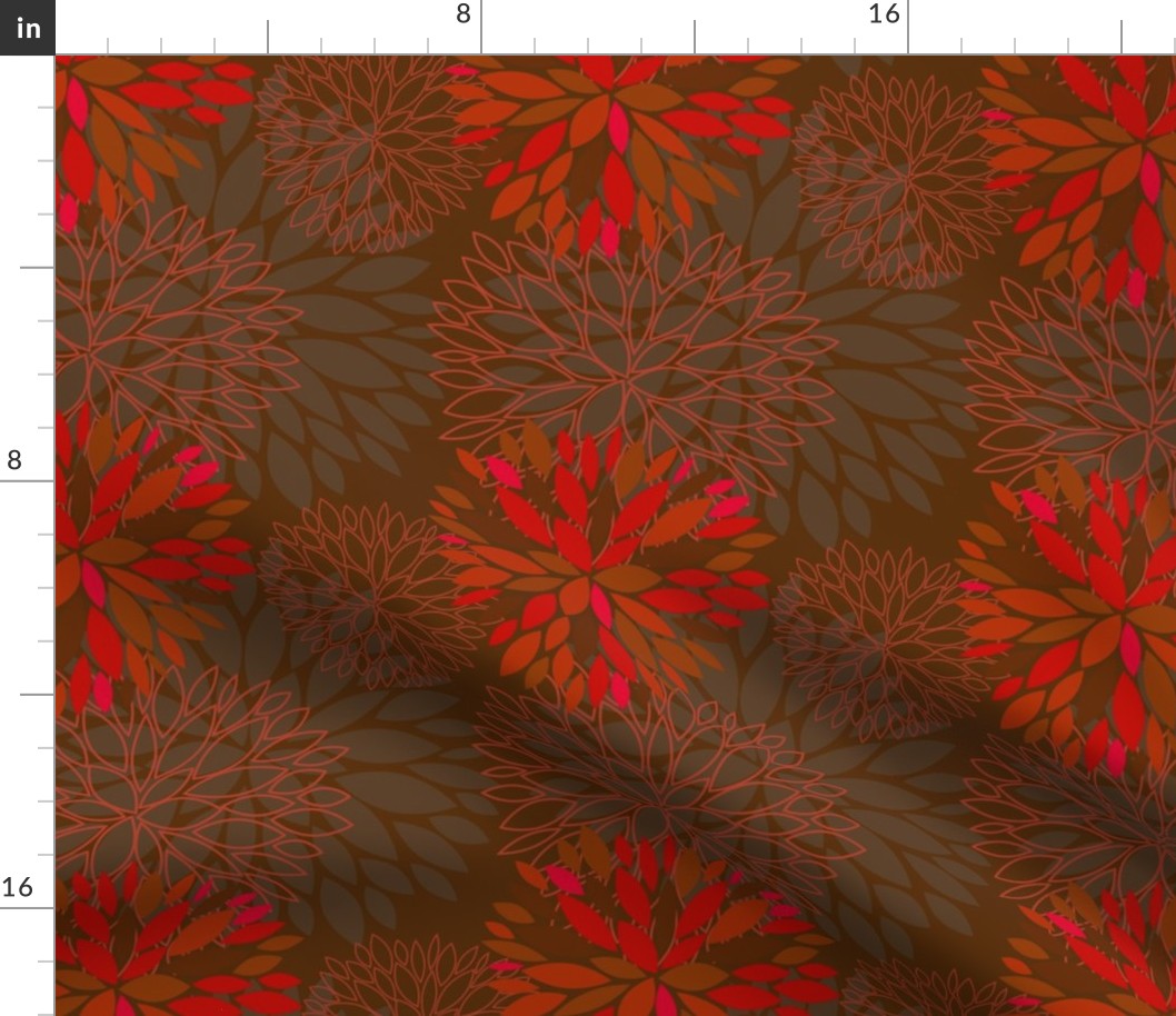 Red and Grey Autumn Flowers pattern