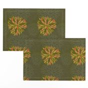 Orange, Green and Brown Autumn flowers pattern