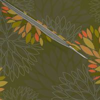 Orange, Green and Brown Autumn flowers pattern