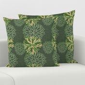 Green Spring Flowers Pattern - Abstract Peonies On Grey Background