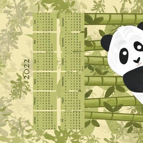 Cute  Panda bear Teatowel Mum baby panda love bamboo forest , gifts for mum or grand ma