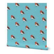 Winter wonderland red robin birds in snow orange blue gendwr neutral