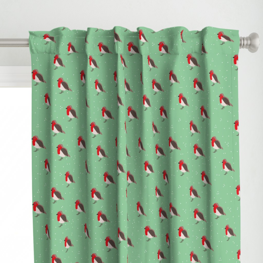 Winter wonderland red robin birds in snow mint red gender neutral