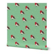 Winter wonderland red robin birds in snow mint red gender neutral