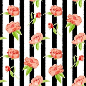 Watercolour floral black stripe