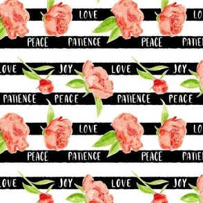 Floral “love,  joy, peace & patience” stripes