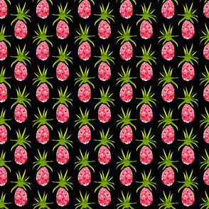 Pinky Pineapples in Watercolor on Black