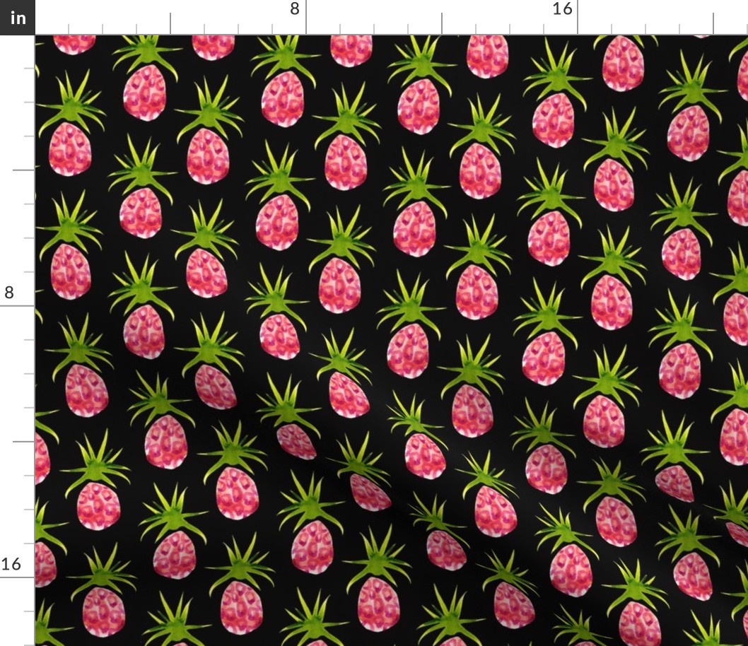 Pinky Pineapples in Watercolor on Black