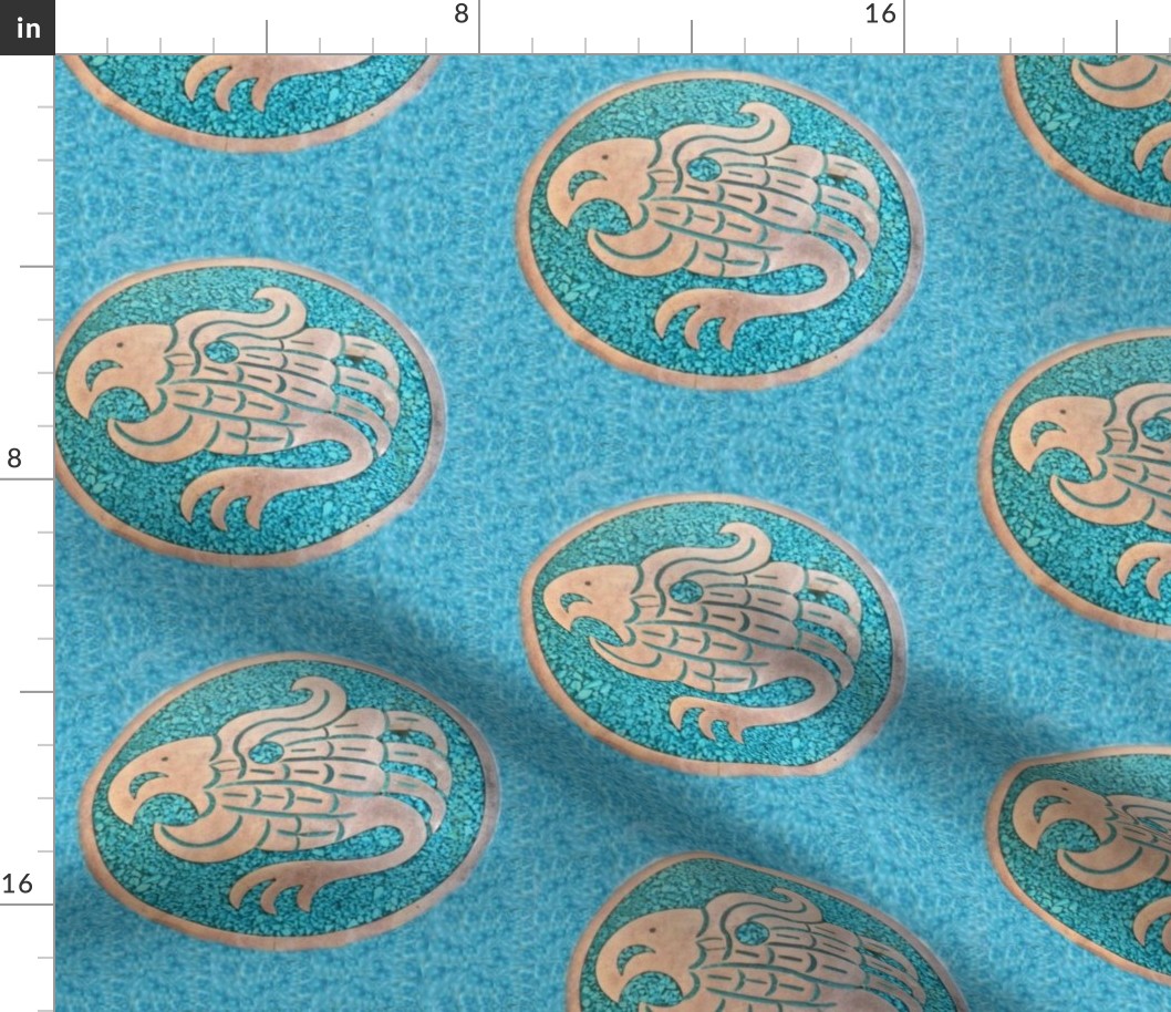 Native American Falcon on Turquoise