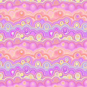 large SUNRISE pink coral yellow clouds bubbles agate stripes