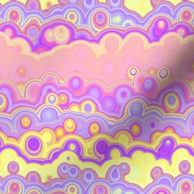 SUNRISE pink coral yellow purple clouds bubbles stripes 2 PSMGE