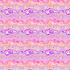 SUNRISE pink coral yellow purple clouds bubbles stripes 3 PSMGE