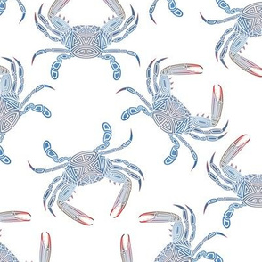 Small Tribal Blue Crab on White