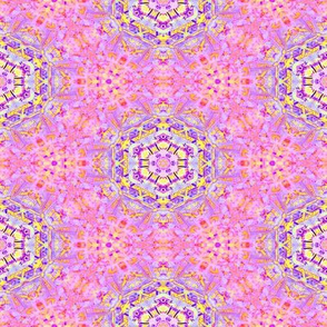 mini sunrise pink yellow coral hexagon mandala flowers PSMGE