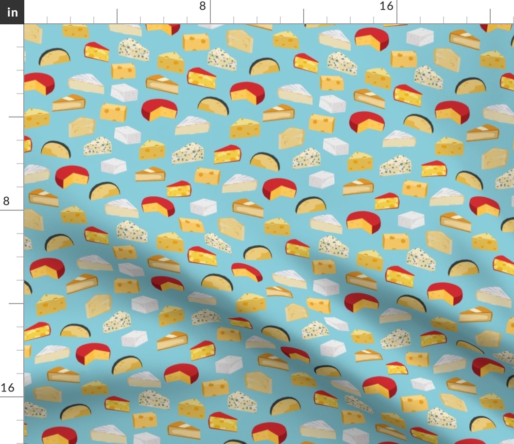 cheeses food fabric gourmet foodie blue