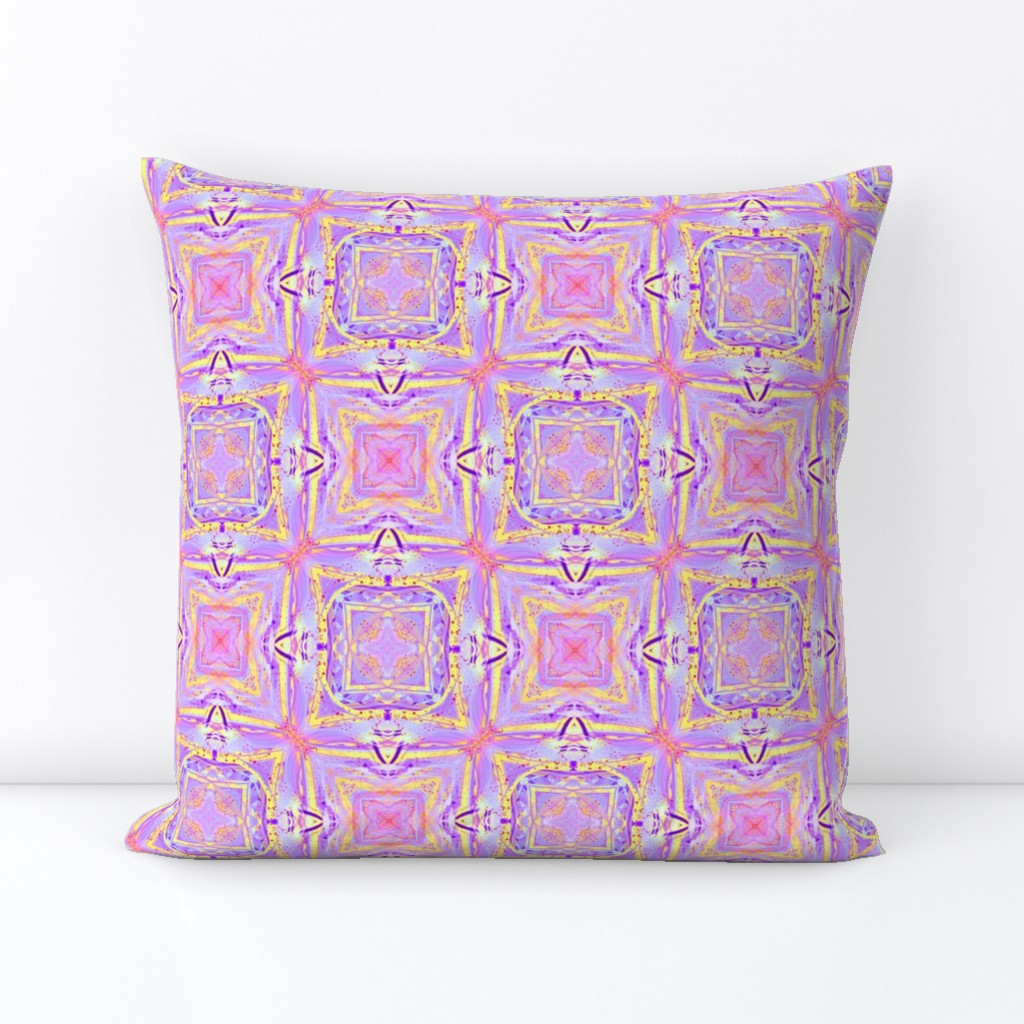 sunrise pink yellow purple mandala checkerboard tiles 3