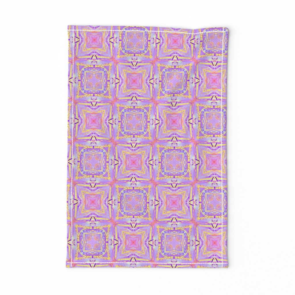 sunrise pink yellow purple mandala checkerboard tiles 3