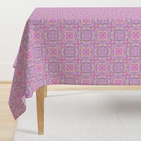 sunrise pink yellow purple mandala checkerboard tiles 3