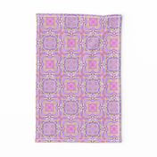 sunrise pink yellow purple mandala checkerboard tiles 3