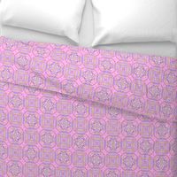 sunrise pink yellow purple mandalas checkerboard tiles