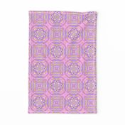 sunrise pink yellow purple mandalas checkerboard tiles