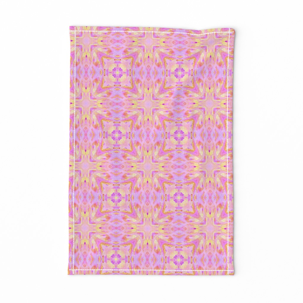 sunrise pink yellow purple checkerboard tiles 5 cross and squares