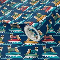 shiba inu surfing summer beach vacation dog breed fabric blue