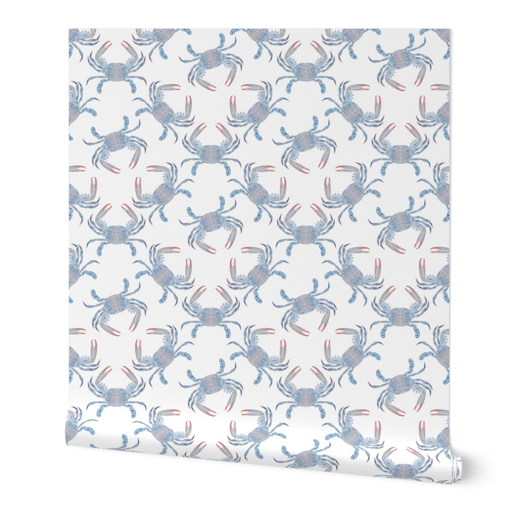 Tribal Blue Crab Large on White