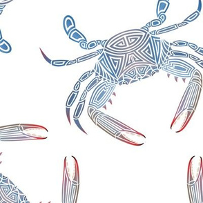 Tribal Blue Crab Large on White