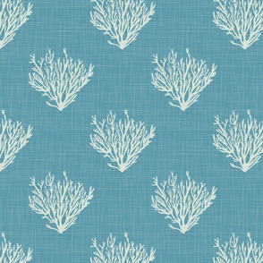 Coral - Blue -Linen